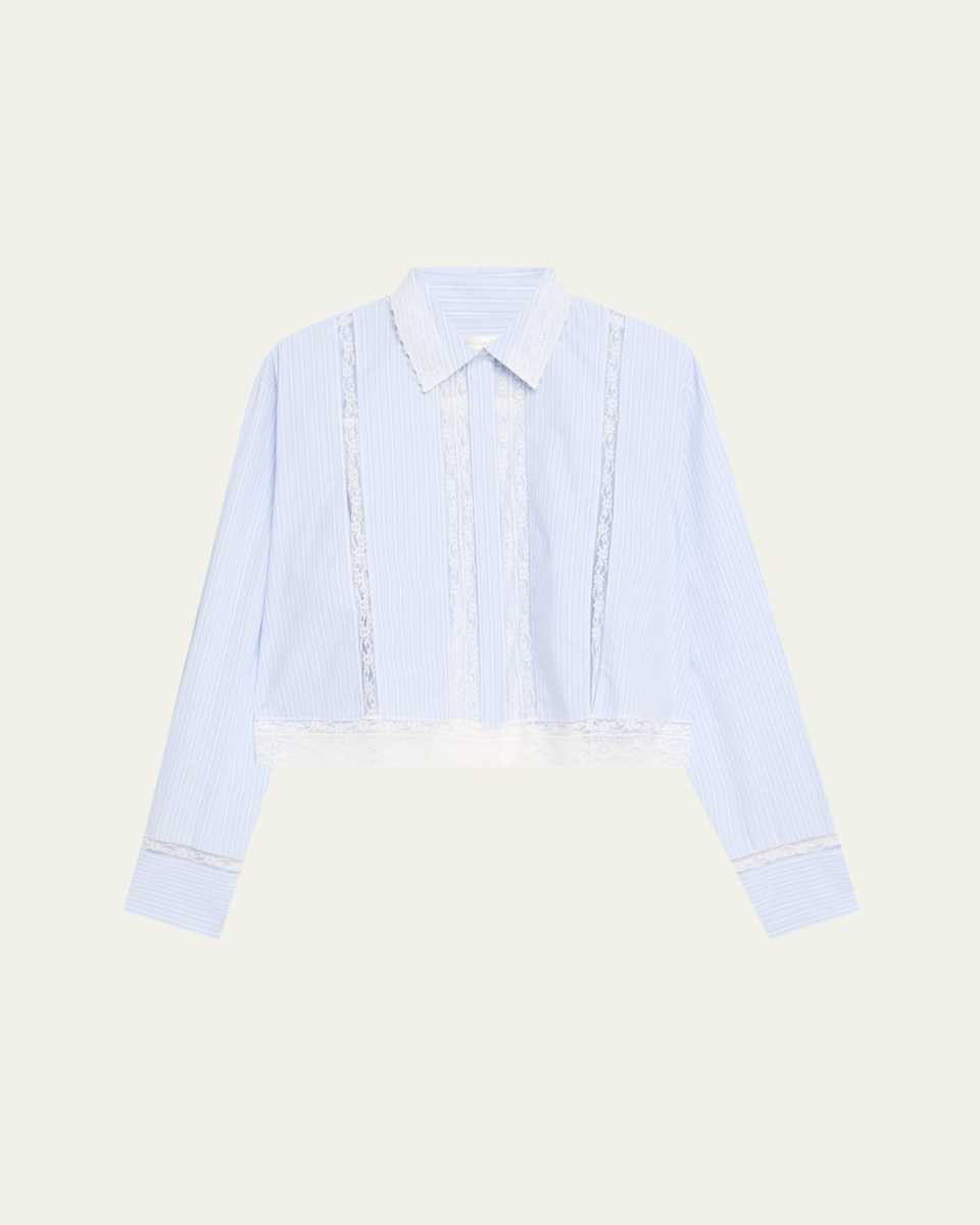 Delano Lace-Trim Striped Shirt